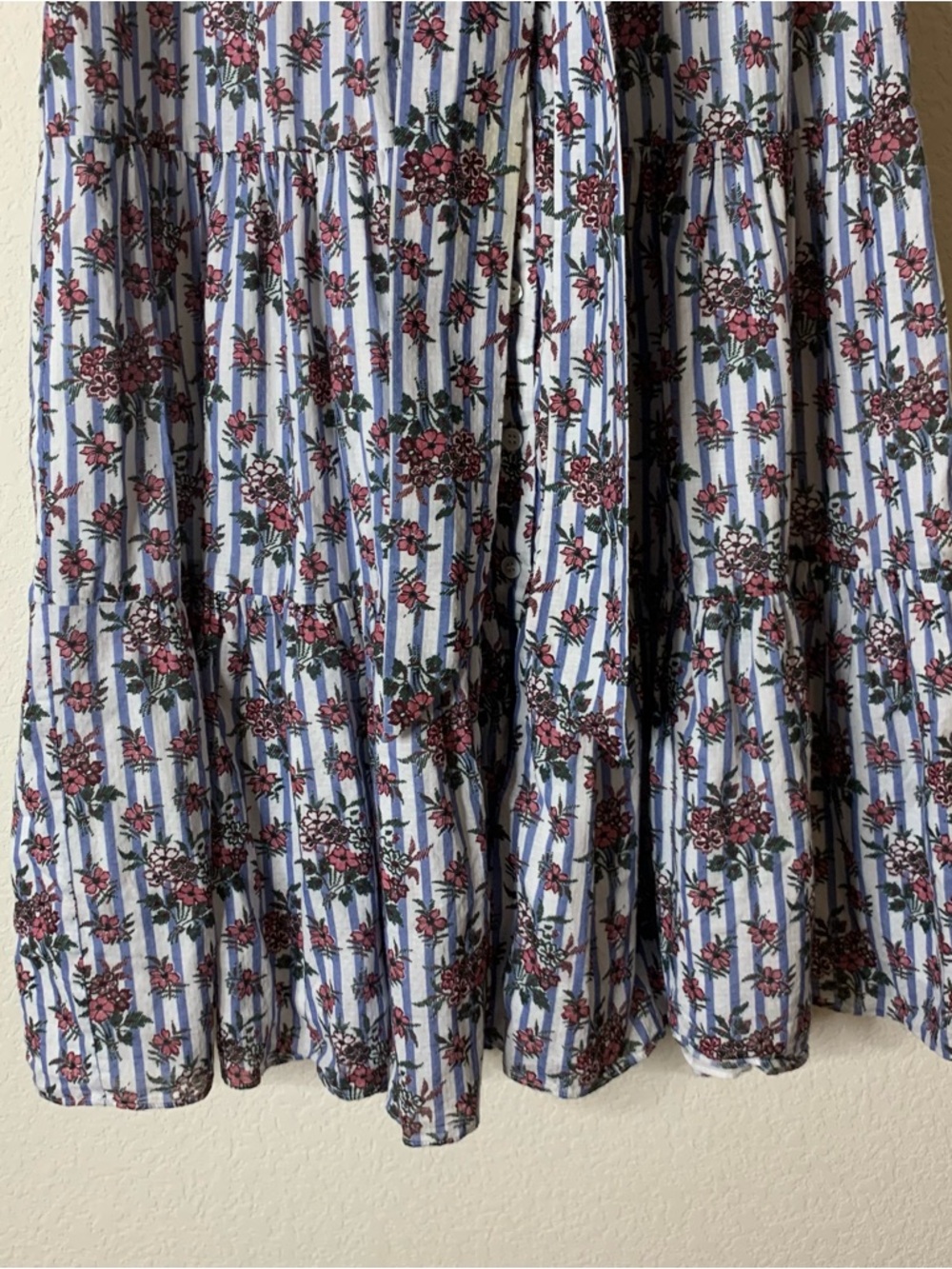 Veronica Beard Eunice Womens Floral Blue / white Striped midi Dress 4 - Picture 3 of 11